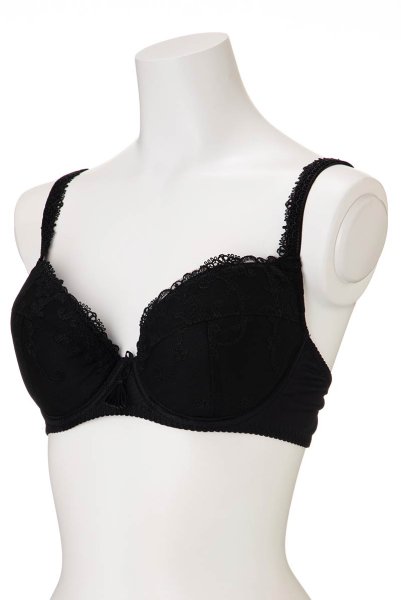 画像8: 【30%OFF】SYBILA-black-B214 | グラマー向けすっぴん美乳ブラ・ストラップ太め・プランジブラ・B〜Hカップ・ブラック | ewabien エヴァビアン| 輸入下着・高級ランジェリー （在庫限り) (8)