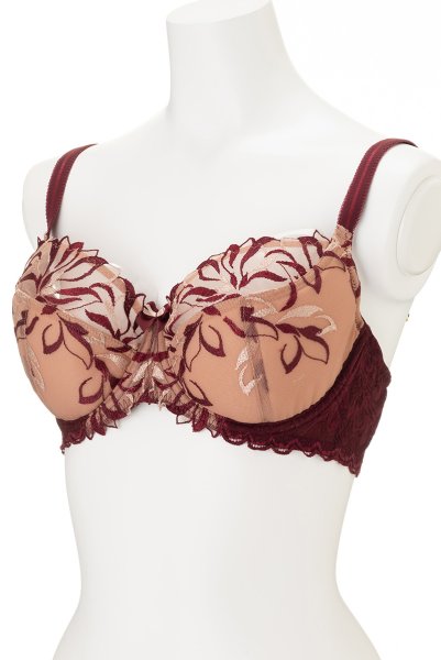 画像7: 【30%OFF】80Hサイズ｜JASMIN-burgundy-B150 | セミソフトブラ・大きいサイズ・バーガンディー・ワインレッド | ewabien エヴァビアン (7)