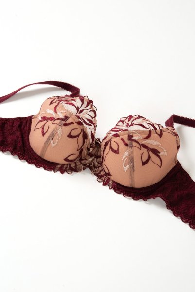 画像9: 【30%OFF】80Hサイズ｜JASMIN-burgundy-B150 | セミソフトブラ・大きいサイズ・バーガンディー・ワインレッド | ewabien エヴァビアン (9)