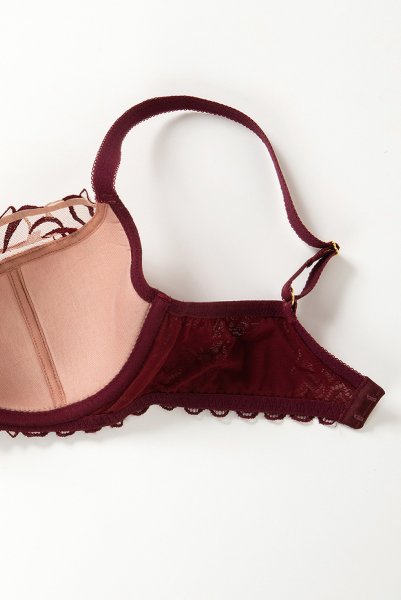 画像12: 【30%OFF】80Hサイズ｜JASMIN-burgundy-B150 | セミソフトブラ・大きいサイズ・バーガンディー・ワインレッド | ewabien エヴァビアン (12)