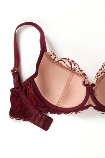 画像13: 【30%OFF】80Hサイズ｜JASMIN-burgundy-B150 | セミソフトブラ・大きいサイズ・バーガンディー・ワインレッド | ewabien エヴァビアン (13)