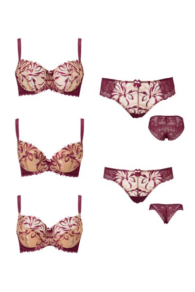 画像17: 【30%OFF】80Hサイズ｜JASMIN-burgundy-B150 | セミソフトブラ・大きいサイズ・バーガンディー・ワインレッド | ewabien エヴァビアン (17)