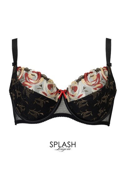 画像7: 【30%OFF】ROSANA-black-B150 | フルカップ・ワイヤーブラ・セミソフトブラ・大きいサイズ・B〜Kカップ・ブラック・レッド・レース | ewabien エヴァビアン (7)