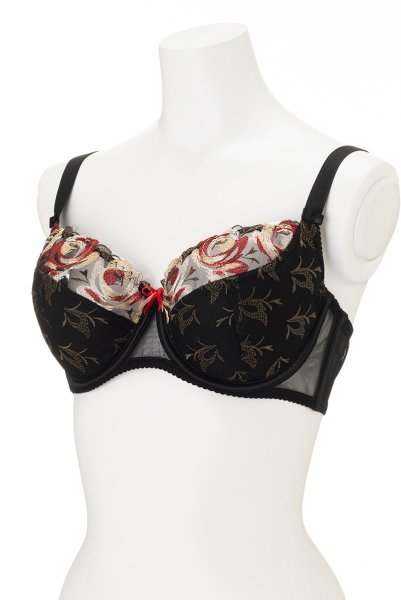 画像8: 【30%OFF】ROSANA-black-B150 | フルカップ・ワイヤーブラ・セミソフトブラ・大きいサイズ・B〜Kカップ・ブラック・レッド・レース | ewabien エヴァビアン (8)