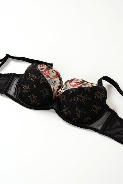 画像10: 【30%OFF】ROSANA-black-B150 | フルカップ・ワイヤーブラ・セミソフトブラ・大きいサイズ・B〜Kカップ・ブラック・レッド・レース | ewabien エヴァビアン (10)