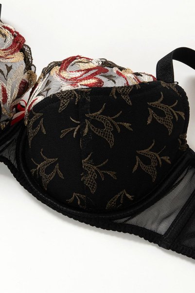 画像11: 【30%OFF】ROSANA-black-B150 | フルカップ・ワイヤーブラ・セミソフトブラ・大きいサイズ・B〜Kカップ・ブラック・レッド・レース | ewabien エヴァビアン (11)