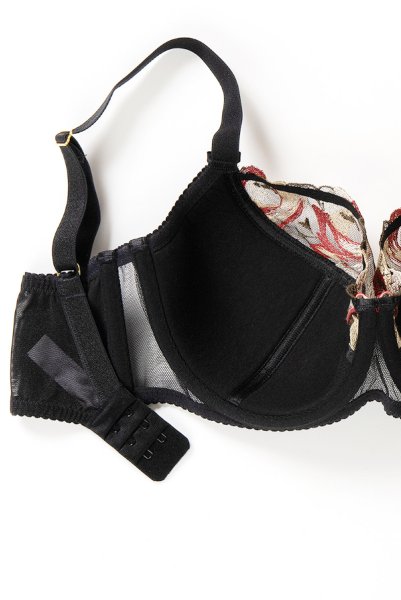 画像14: 【30%OFF】ROSANA-black-B150 | フルカップ・ワイヤーブラ・セミソフトブラ・大きいサイズ・B〜Kカップ・ブラック・レッド・レース | ewabien エヴァビアン (14)