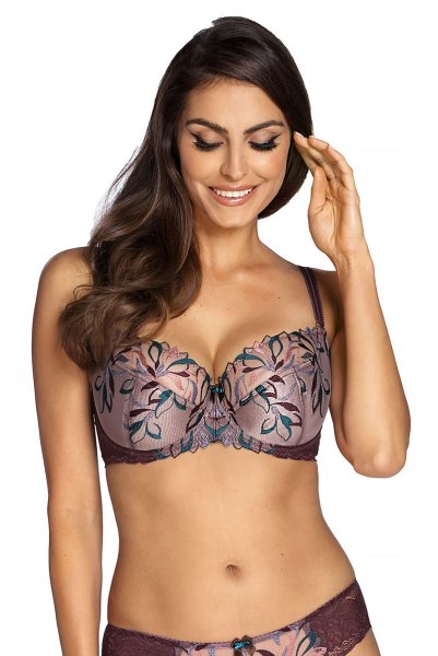 画像2: 【30%OFF】セミソフトブラ輸入下着・高級ランジェリー 《JASMIN-brown-B150》 (2)