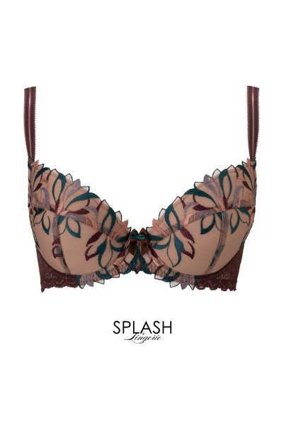 画像7: 【30%OFF】70G.75Fサイズ｜JASMIN-brown-B214 | グラマー向け美乳ブラ・ストラップ太め・バストサロン推奨・プランジブラ・B〜Hカップ・ブラウン | ewabien エヴァビアン (7)