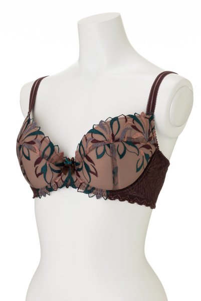 画像8: 【30%OFF】70G.75Fサイズ｜JASMIN-brown-B214 | グラマー向け美乳ブラ・ストラップ太め・バストサロン推奨・プランジブラ・B〜Hカップ・ブラウン | ewabien エヴァビアン (8)