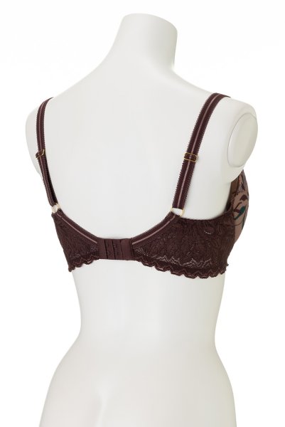 画像9: 【30%OFF】70G.75Fサイズ｜JASMIN-brown-B214 | グラマー向け美乳ブラ・ストラップ太め・バストサロン推奨・プランジブラ・B〜Hカップ・ブラウン | ewabien エヴァビアン (9)