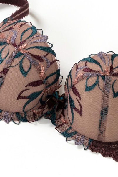 画像12: 【30%OFF】70G.75Fサイズ｜JASMIN-brown-B214 | グラマー向け美乳ブラ・ストラップ太め・バストサロン推奨・プランジブラ・B〜Hカップ・ブラウン | ewabien エヴァビアン (12)