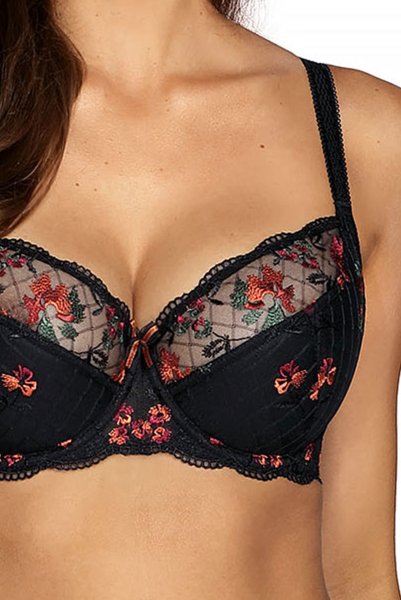 画像6: 【30%OFF】TAMAL-black-B150 | セミソフトブラ・大きいサイズ・B〜Kカップ・ブラック・花柄 | ewabien エヴァビアン 《TAMAL-black-B150》 (6)