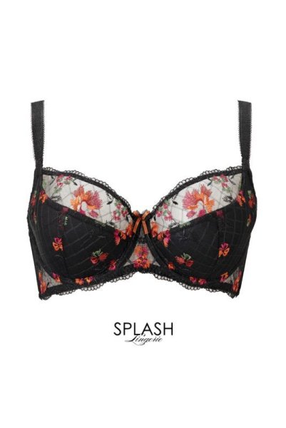 画像9: 【30%OFF】TAMAL-black-B150 | セミソフトブラ・大きいサイズ・B〜Kカップ・ブラック・花柄 | ewabien エヴァビアン 《TAMAL-black-B150》 (9)