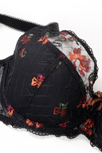 画像11: 【30%OFF】TAMAL-black-B150 | セミソフトブラ・大きいサイズ・B〜Kカップ・ブラック・花柄 | ewabien エヴァビアン 《TAMAL-black-B150》 (11)