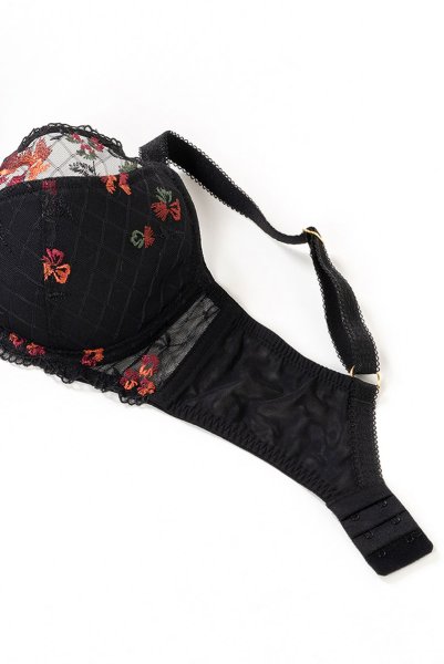 画像12: 【30%OFF】TAMAL-black-B150 | セミソフトブラ・大きいサイズ・B〜Kカップ・ブラック・花柄 | ewabien エヴァビアン 《TAMAL-black-B150》 (12)