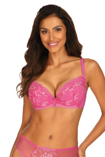 画像2: 【30%OFF】75Fサイズ|HANA-dark-pink-B214 | グラマー向け美乳ブラ・ブルー | ewabien エヴァビアン (2)