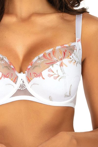 画像5: 【30%OFF】セミソフトブラ(大きいサイズ・D〜Kカップ・ホワイト・オレンジ・花柄)エヴァビアン ewabien輸入下着・高級ランジェリー   (5)