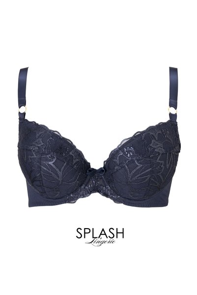 画像6: 【30%OFF】BONITA navy blue B214 | グラマー向けすっぴん美乳ブラ・ストラップ太め・バストサロン推奨・プランジブラ・B〜Hカップ・ネイビーブルー | ewabien エヴァビアン| 輸入下着・高級ランジェリー  (6)