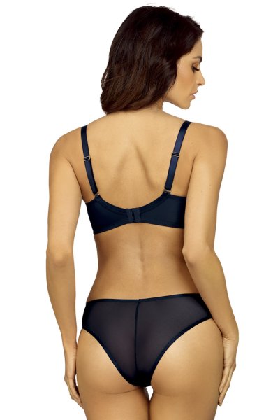 画像4: 【30%OFF】BONITA navy blue B214 | グラマー向けすっぴん美乳ブラ・ストラップ太め・バストサロン推奨・プランジブラ・B〜Hカップ・ネイビーブルー | ewabien エヴァビアン| 輸入下着・高級ランジェリー  (4)