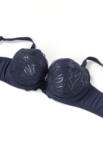 画像7: 【30%OFF】BONITA navy blue B214 | グラマー向けすっぴん美乳ブラ・ストラップ太め・バストサロン推奨・プランジブラ・B〜Hカップ・ネイビーブルー | ewabien エヴァビアン| 輸入下着・高級ランジェリー  (7)