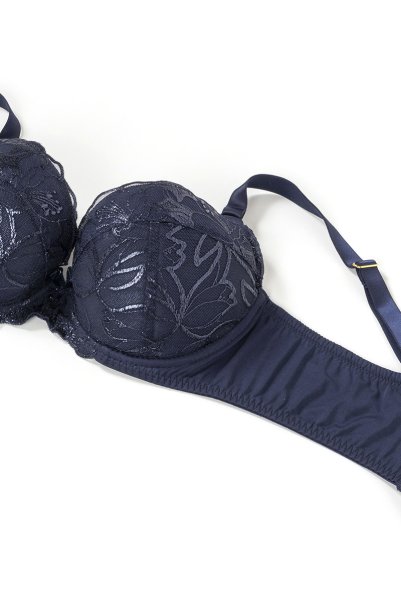画像8: 【30%OFF】BONITA navy blue B214 | グラマー向けすっぴん美乳ブラ・ストラップ太め・バストサロン推奨・プランジブラ・B〜Hカップ・ネイビーブルー | ewabien エヴァビアン| 輸入下着・高級ランジェリー  (8)