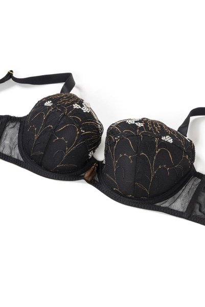 画像7: 【30%OFF】70G.75Eサイズ｜LIBRA black gold B214 | グラマー向けすっぴん美乳ブラ・ストラップ太め・バストサロン推奨・プランジブラ・B〜Hカップ・ブラックゴールド | ewabien エヴァビアン| 輸入下着・高級ランジェリー  (7)