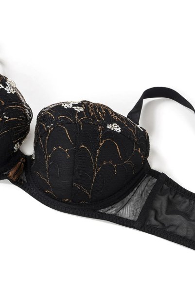 画像8: 【30%OFF】70G.75Eサイズ｜LIBRA black gold B214 | グラマー向けすっぴん美乳ブラ・ストラップ太め・バストサロン推奨・プランジブラ・B〜Hカップ・ブラックゴールド | ewabien エヴァビアン| 輸入下着・高級ランジェリー  (8)