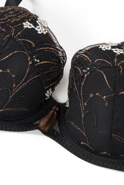 画像9: 【30%OFF】70G.75Eサイズ｜LIBRA black gold B214 | グラマー向けすっぴん美乳ブラ・ストラップ太め・バストサロン推奨・プランジブラ・B〜Hカップ・ブラックゴールド | ewabien エヴァビアン| 輸入下着・高級ランジェリー  (9)