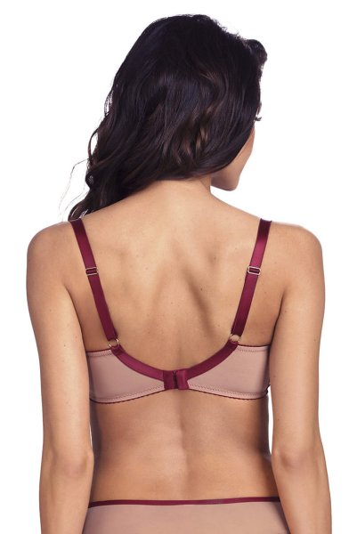 画像2: 【30%OFF】TRESOR maroon B150 | フルカップ・ワイヤーブラ・セミソフトブラ・大きいサイズ・B〜Kカップ・赤×ベージュ | ewabien エヴァビアン| 輸入下着・高級ランジェリー  (2)