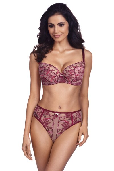 画像3: 【30%OFF】TRESOR maroon B150 | フルカップ・ワイヤーブラ・セミソフトブラ・大きいサイズ・B〜Kカップ・赤×ベージュ | ewabien エヴァビアン| 輸入下着・高級ランジェリー  (3)