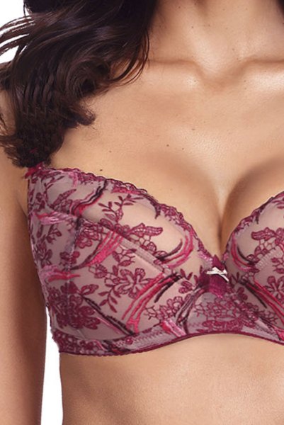 画像5: 【30%OFF】TRESOR maroon B150 | フルカップ・ワイヤーブラ・セミソフトブラ・大きいサイズ・B〜Kカップ・赤×ベージュ | ewabien エヴァビアン| 輸入下着・高級ランジェリー  (5)