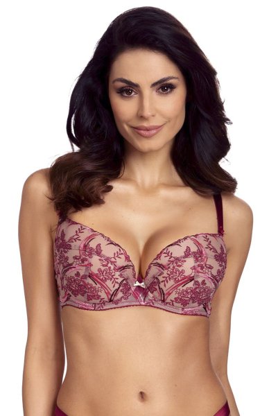 画像2: 【30%OFF】70Gサイズ|TRESOR maroon B214 | グラマー向けすっぴん美乳ブラ・赤×ベージュ | ewabien エヴァビアン| 輸入下着・高級ランジェリー  (2)