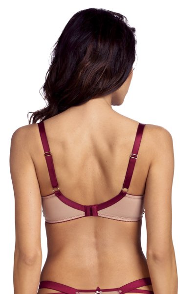 画像3: 【30%OFF】70Gサイズ|TRESOR maroon B214 | グラマー向けすっぴん美乳ブラ・赤×ベージュ | ewabien エヴァビアン| 輸入下着・高級ランジェリー  (3)