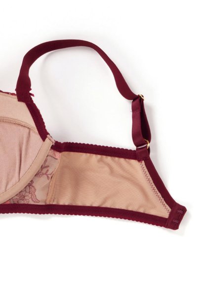 画像10: 【30%OFF】70Gサイズ|TRESOR maroon B214 | グラマー向けすっぴん美乳ブラ・赤×ベージュ | ewabien エヴァビアン| 輸入下着・高級ランジェリー  (10)