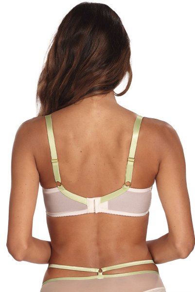 画像2: 【30%OFF】MILA cream B150 | フルカップ・ワイヤーブラ・セミソフトブラ・大きいサイズ・B〜Kカップ・クリーム×グリーン | ewabien エヴァビアン| 輸入下着・高級ランジェリー  (2)