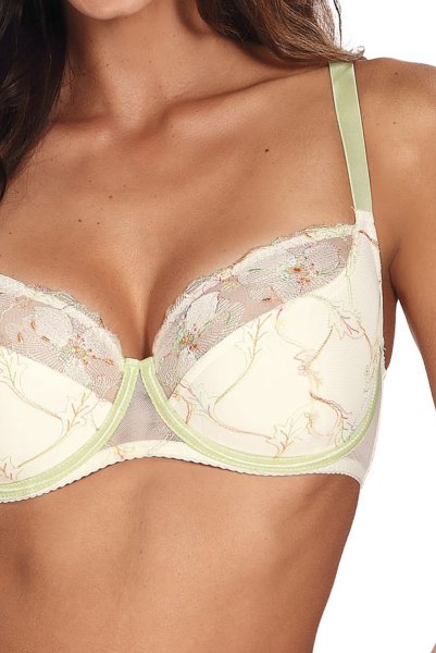 画像5: 【30%OFF】MILA cream B150 | フルカップ・ワイヤーブラ・セミソフトブラ・大きいサイズ・B〜Kカップ・クリーム×グリーン | ewabien エヴァビアン| 輸入下着・高級ランジェリー  (5)