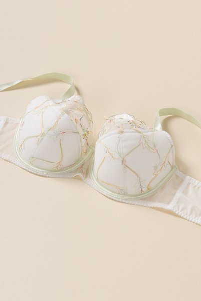 画像8: 【30%OFF】MILA cream B150 | フルカップ・ワイヤーブラ・セミソフトブラ・大きいサイズ・B〜Kカップ・クリーム×グリーン | ewabien エヴァビアン| 輸入下着・高級ランジェリー  (8)