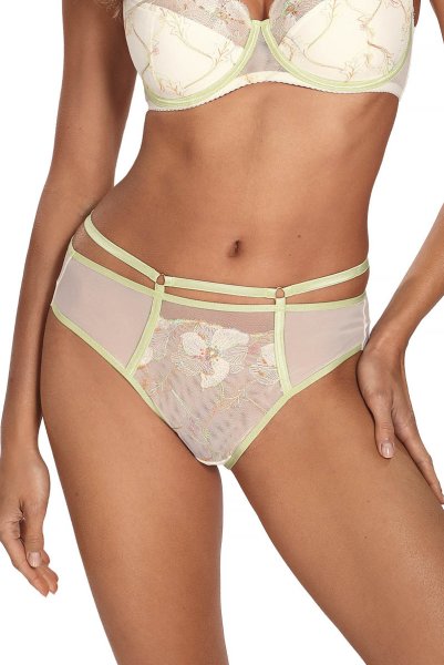 画像3: 【30%OFF】MILA cream C110 | ノーマルショーツ・クリーム×グリーン  | ewabien エヴァビアン (3)