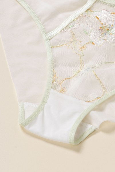 画像13: 【30%OFF】MILA cream C110 | ノーマルショーツ・クリーム×グリーン  | ewabien エヴァビアン (13)