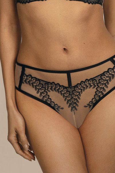 画像8: 【30%OFF】OFRA beige-black C110 | ノーマルショーツ・ベージュ×ブラック  | ewabien エヴァビアン (8)