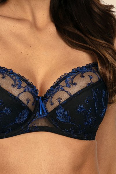 画像6: 【30%OFF】KIRA black-sapphire B150 | フルカップ・ワイヤーブラ・セミソフトブラ・大きいサイズ・B〜Kカップ・ブラック×ブルー | ewabien エヴァビアン| 輸入下着・高級ランジェリー  (6)