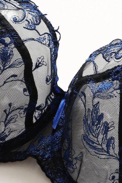 画像11: 【30%OFF】KIRA black-sapphire B161 | フルカップ・パッドなし・ワイヤーブラ・一枚レース・大きいサイズ・B〜Jカップ・ブラック×ブルー | ewabien エヴァビアン| 輸入下着・高級ランジェリー  (11)