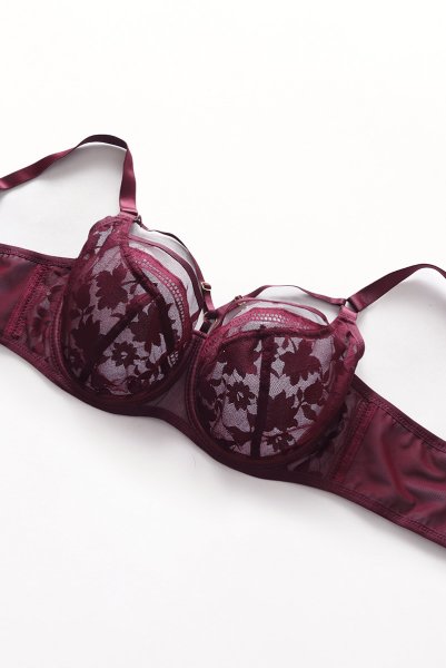 画像8: 【30%OFF】ORLANDO-claret-B161 | フルカップ・パッドなし・ワイヤーブラ・一枚レース・大きいサイズ・C〜Kカップ・クラレット | ewabien エヴァビアン| 輸入下着・高級ランジェリー  (8)