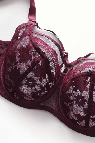 画像10: 【30%OFF】ORLANDO-claret-B161 | フルカップ・パッドなし・ワイヤーブラ・一枚レース・大きいサイズ・C〜Kカップ・クラレット | ewabien エヴァビアン| 輸入下着・高級ランジェリー  (10)