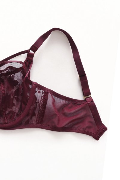 画像12: 【30%OFF】ORLANDO-claret-B161 | フルカップ・パッドなし・ワイヤーブラ・一枚レース・大きいサイズ・C〜Kカップ・クラレット | ewabien エヴァビアン| 輸入下着・高級ランジェリー  (12)