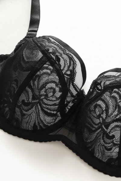 画像10: 【30%OFF】MARISA black B161 | フルカップ・パッドなし・ワイヤーブラ・一枚レース・大きいサイズ・B〜Jカップ・ブラック | ewabien エヴァビアン| 輸入下着・高級ランジェリー  (10)