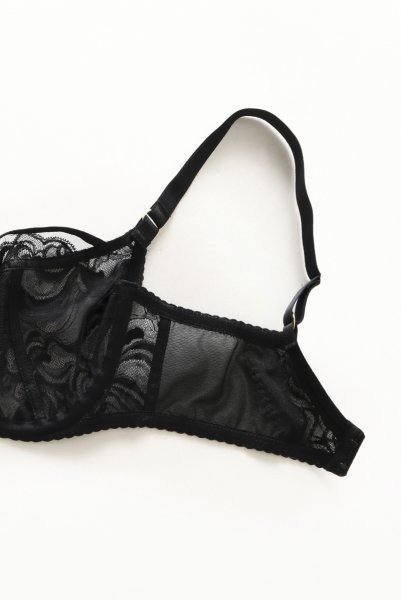 画像12: 【30%OFF】MARISA black B161 | フルカップ・パッドなし・ワイヤーブラ・一枚レース・大きいサイズ・B〜Jカップ・ブラック | ewabien エヴァビアン| 輸入下着・高級ランジェリー  (12)