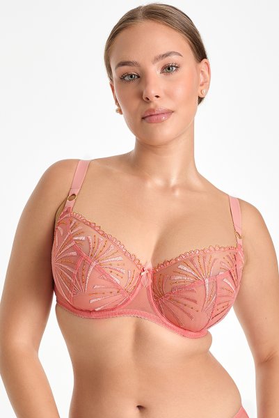 画像2: NATALI flamingo B161 | フルカップ・パッドなし・ワイヤーブラ・一枚レース・大きいサイズ・ピンク| ewabien エヴァビアン| 輸入下着・高級ランジェリー  (2)