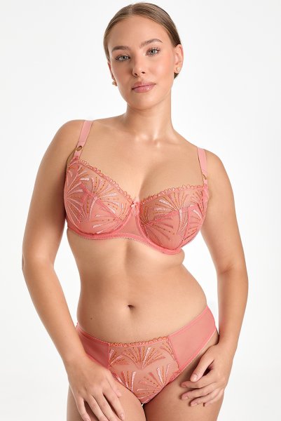 画像4: NATALI flamingo B161 | フルカップ・パッドなし・ワイヤーブラ・一枚レース・大きいサイズ・ピンク| ewabien エヴァビアン| 輸入下着・高級ランジェリー  (4)